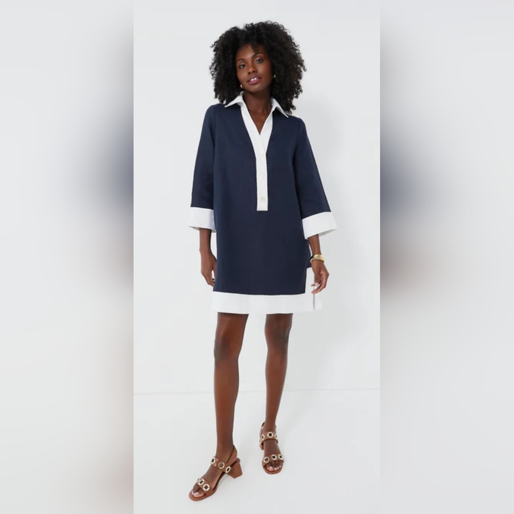 Tuckernuck Navy Collier Linen Dress L